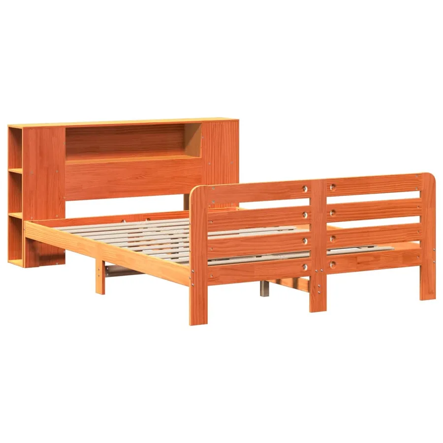 Cadre de lit sans matelas cire marron 150x200cm bois pin massif - 3