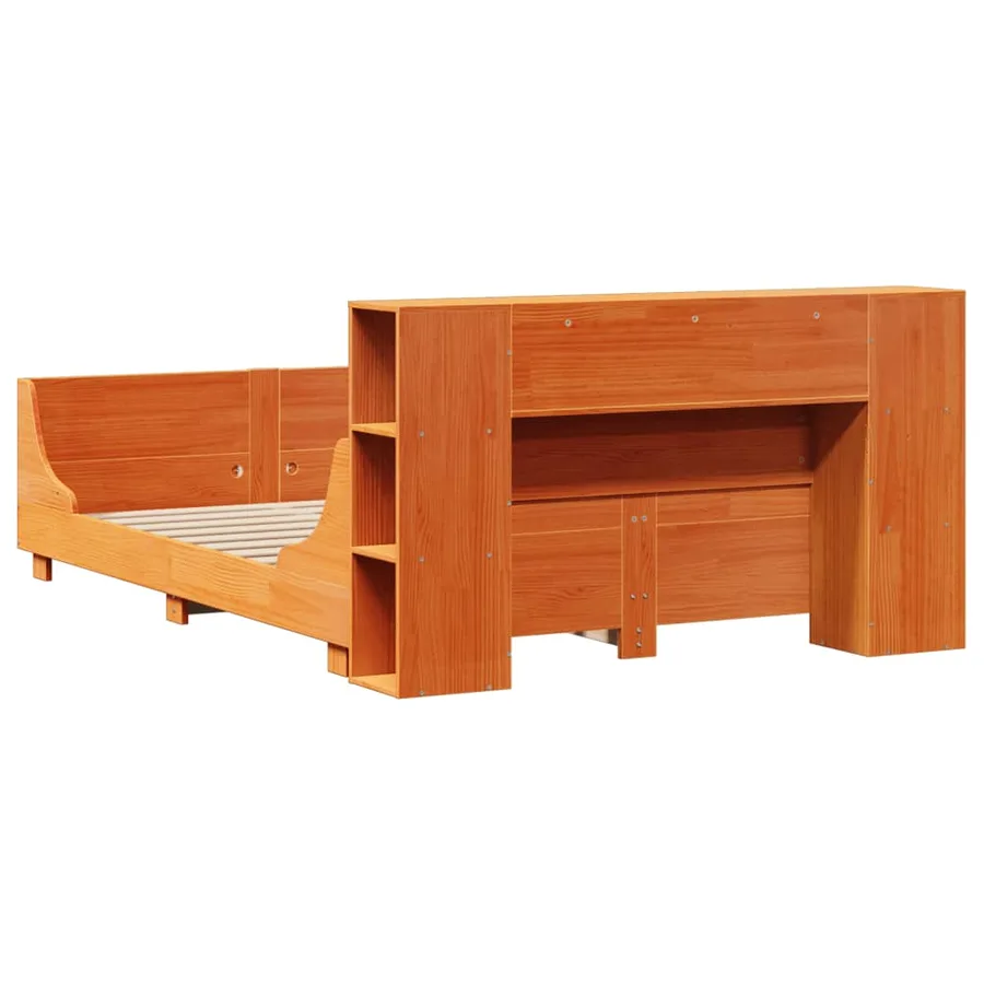 Cadre de lit sans matelas cire marron 150x200cm bois pin massif - 8