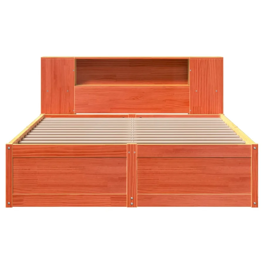 Cadre de lit sans matelas cire marron 150x200cm bois pin massif - 4