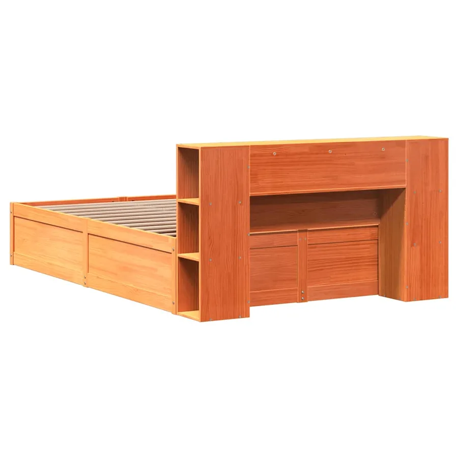 Cadre de lit sans matelas cire marron 150x200cm bois pin massif - 7