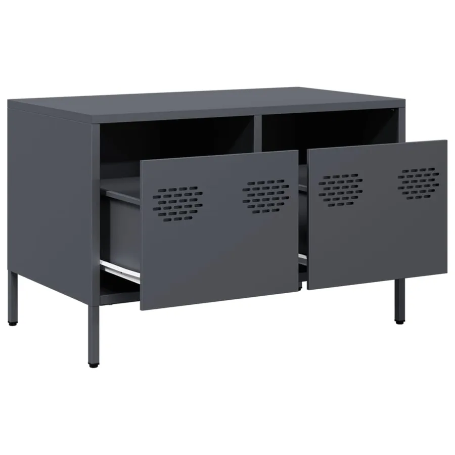 Meuble TV anthracite 68x39x43,5 cm acier laminé à froid - 5
