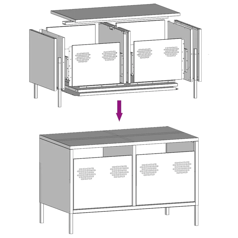 Meuble TV anthracite 68x39x43,5 cm acier laminé à froid - 9