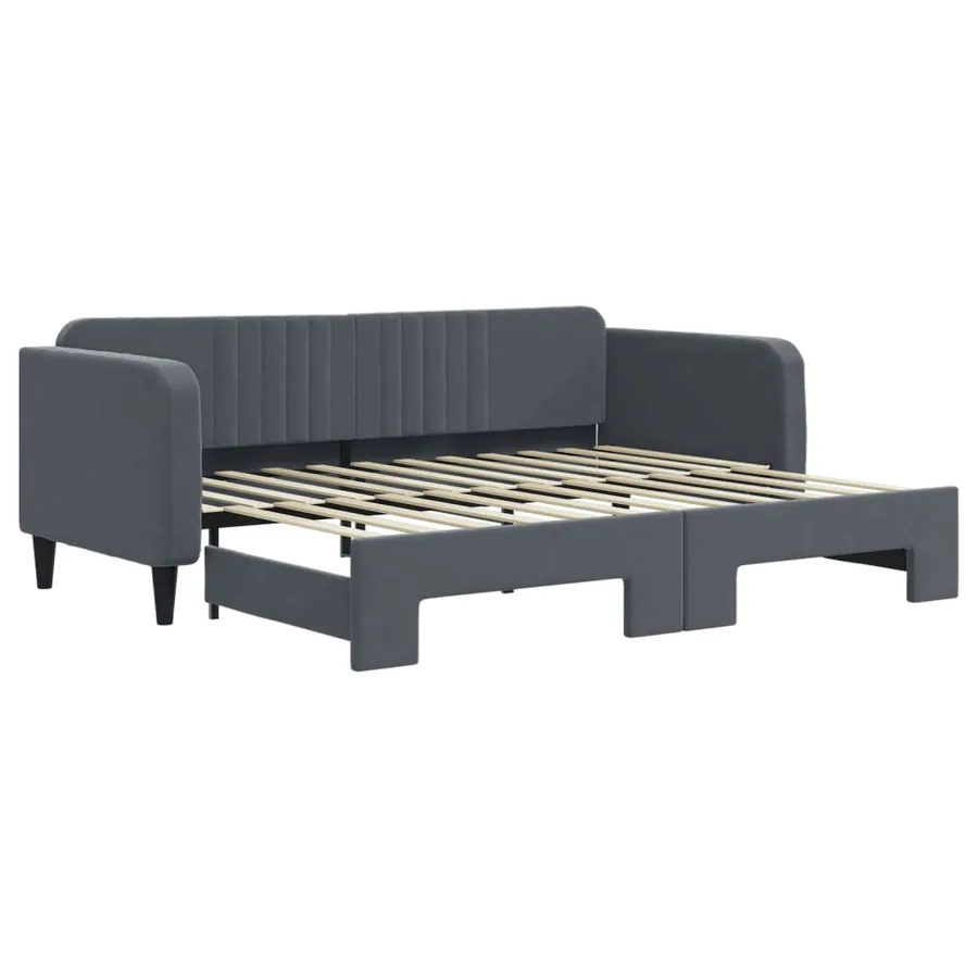Lit de jour avec gigogne sans matelas gris foncé 90x200 cm - 2