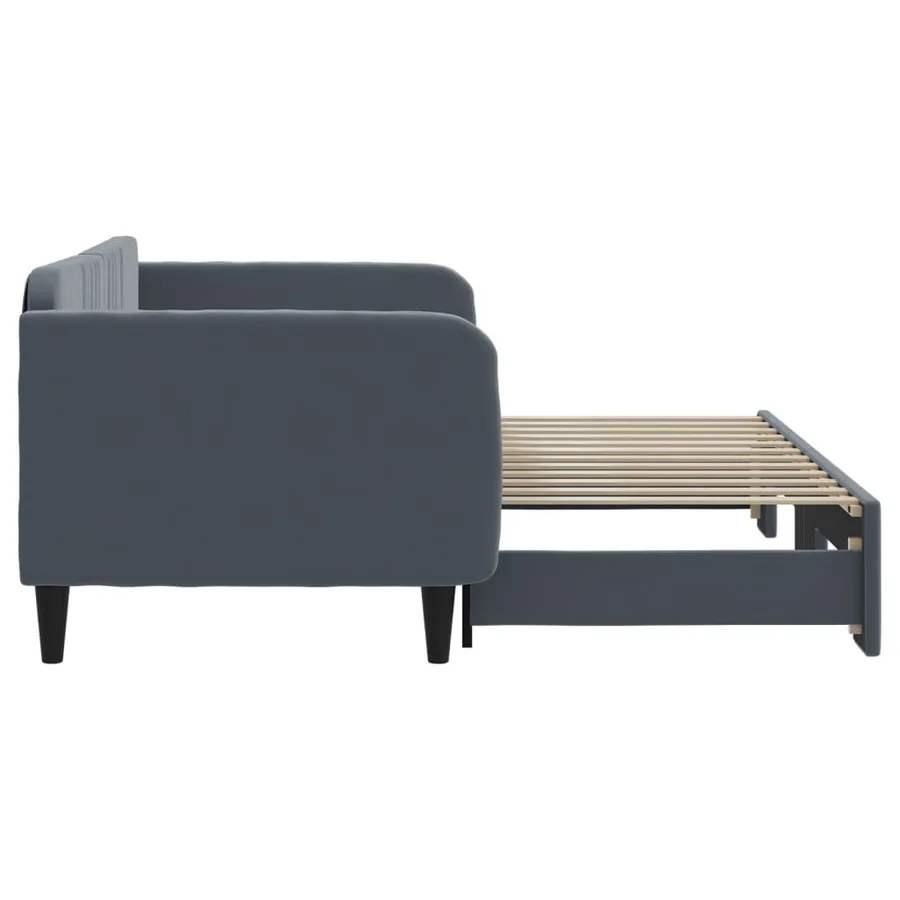 Lit de jour avec gigogne sans matelas gris foncé 90x200 cm - 4