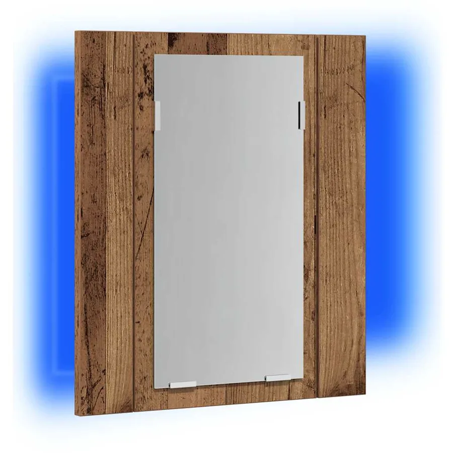 Armoire de salle de bain à miroir LED vieux bois 40x12x45 cm - 6