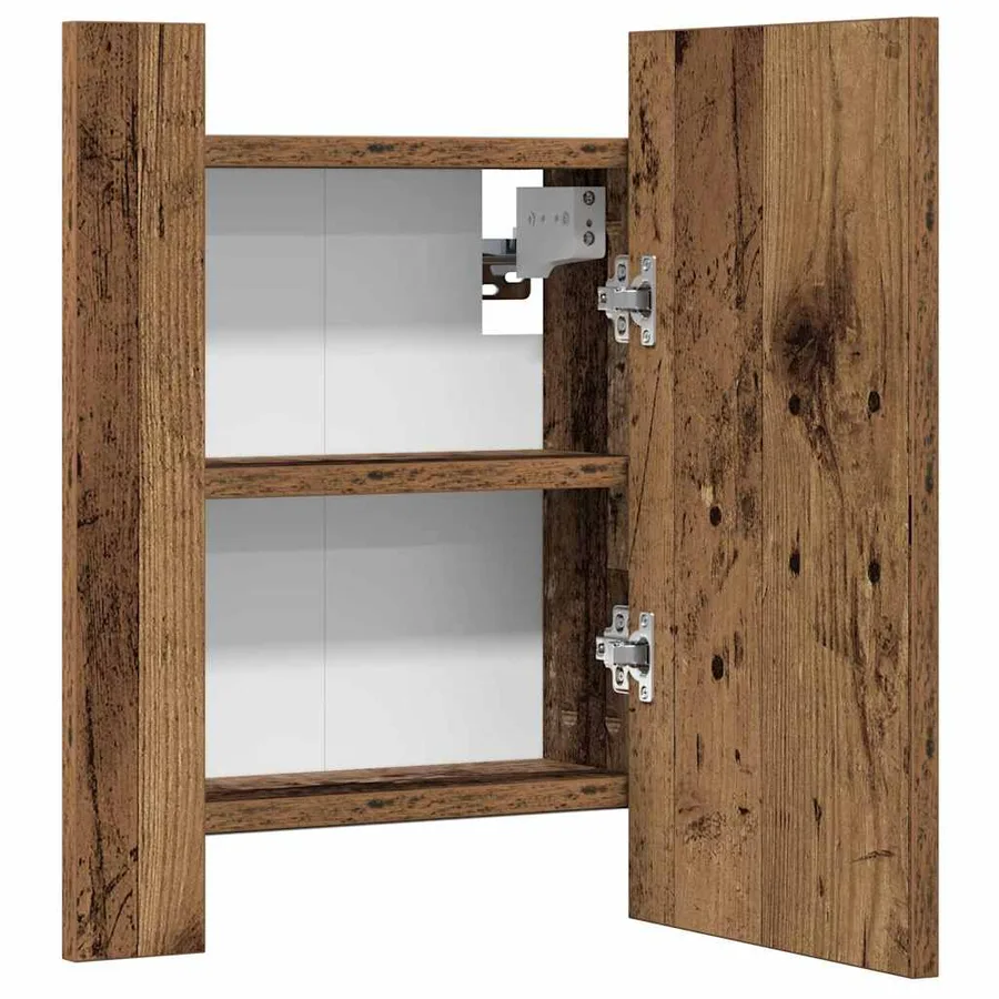Armoire de salle de bain à miroir LED vieux bois 40x12x45 cm - 9