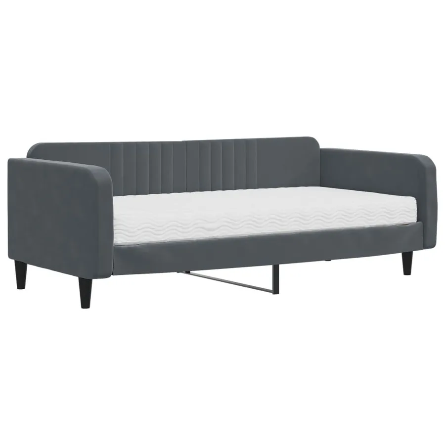 Lit de jour avec matelas gris foncé 100x200 cm velours - 2