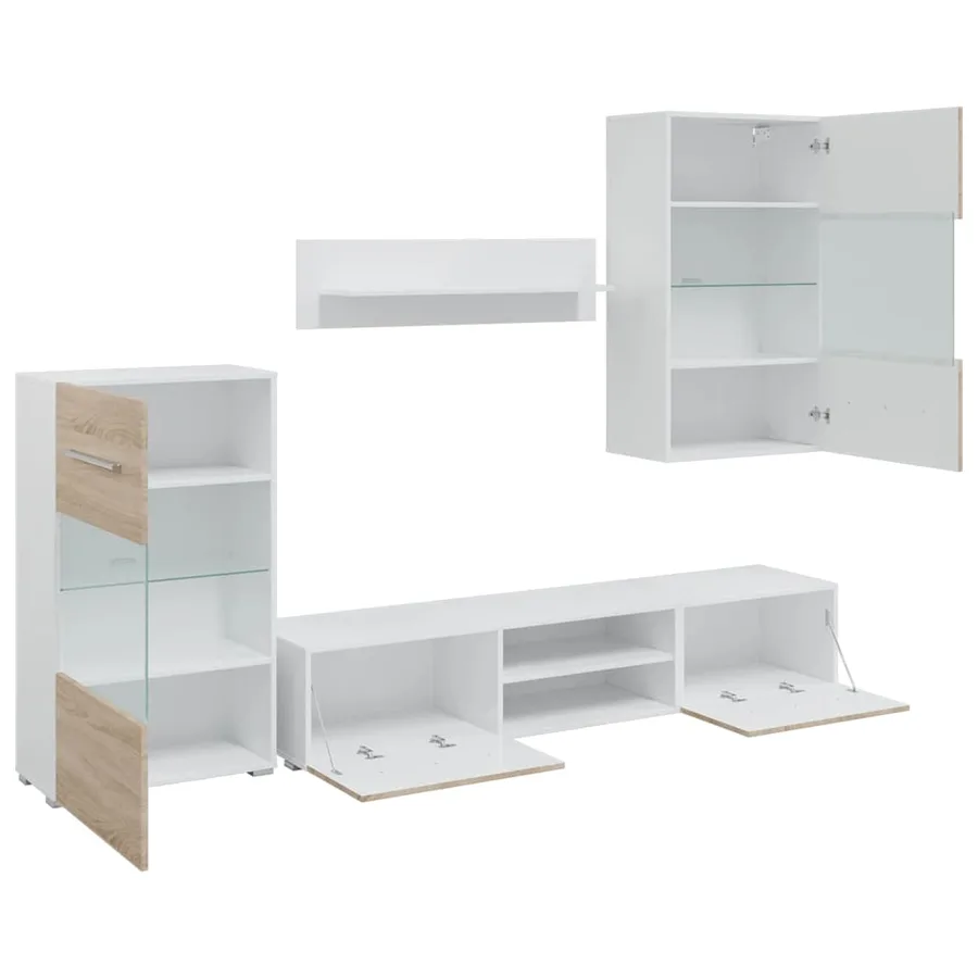 Meubles TV avec lumière LED 5pcs chêne sonoma bois d'ingénierie - 6