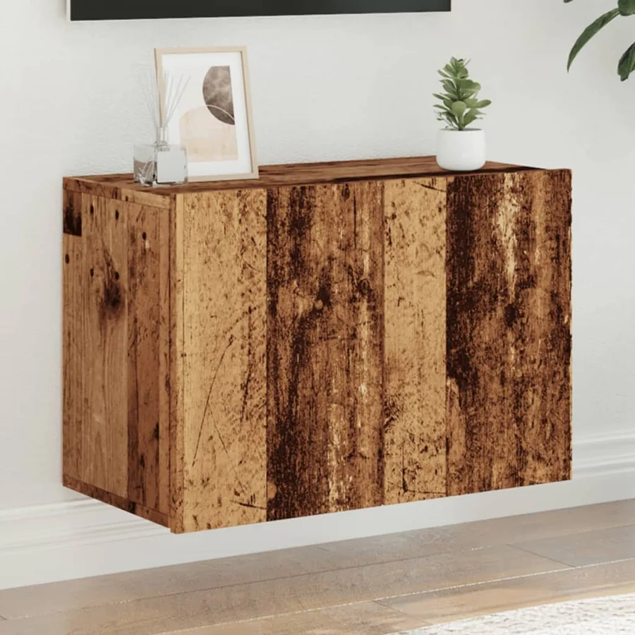 Meuble TV mural vieux bois 60x30x41 cm