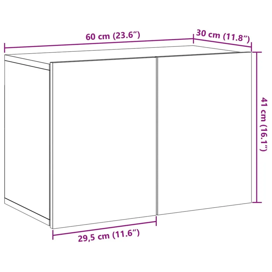 Meuble TV mural vieux bois 60x30x41 cm - 12