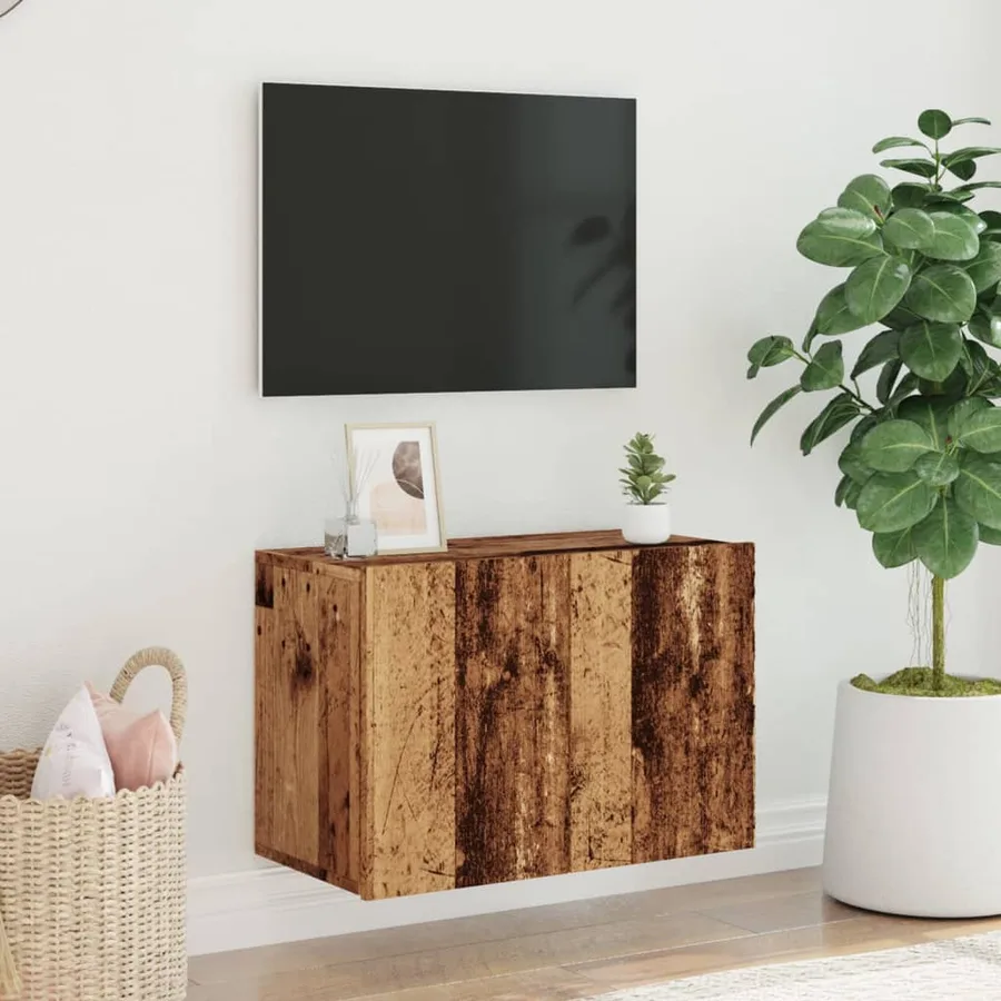 Meuble TV mural vieux bois 60x30x41 cm - 3