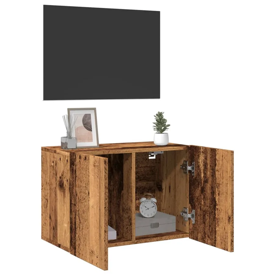 Meuble TV mural vieux bois 60x30x41 cm - 4