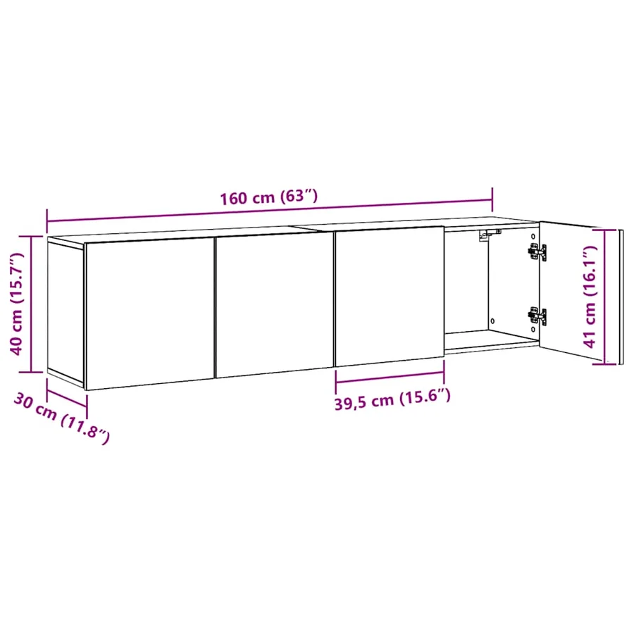 Meubles TV muraux 2 pcs chêne artisanal 80x30x41 cm - 11