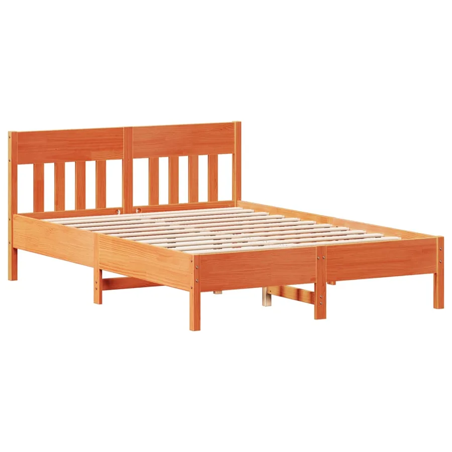 Lit bibliothèque sans matelas cire marron 140x200 cm pin massif - 8