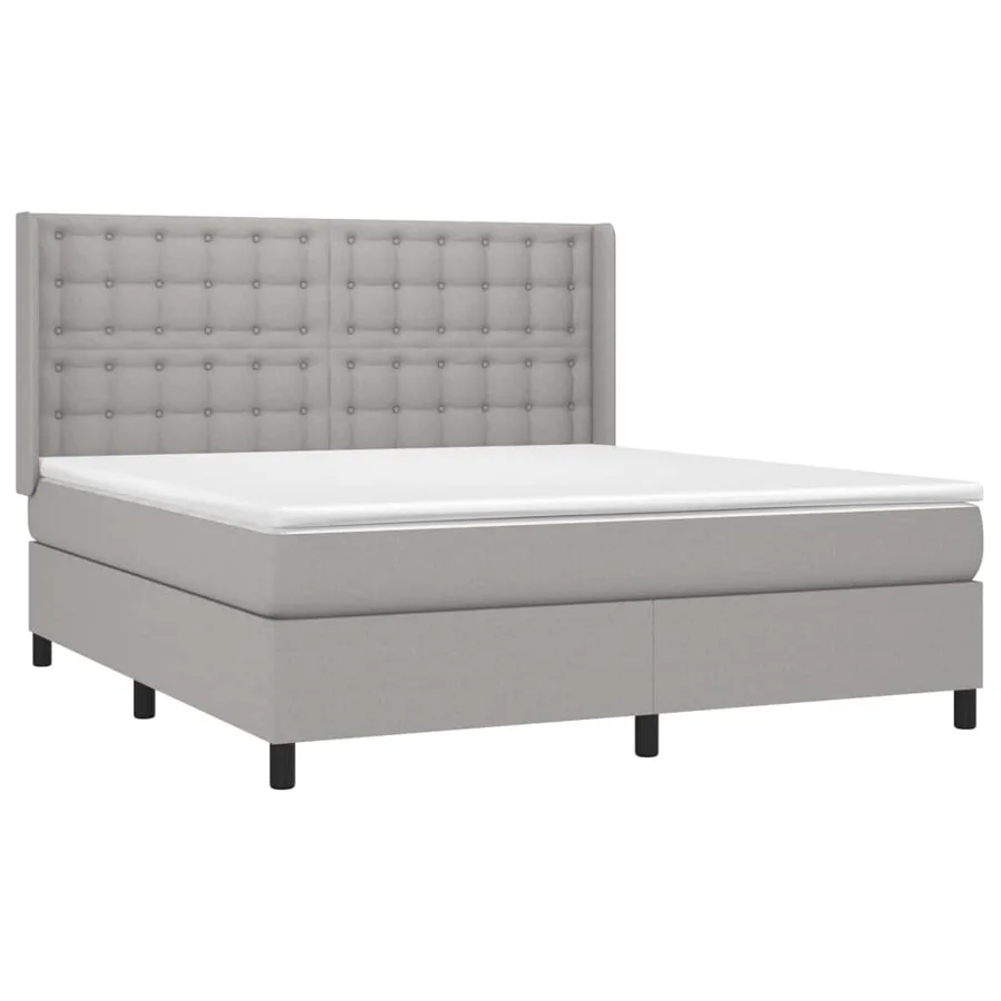 Sommier à lattes de lit avec matelas Gris clair 160x200cm Tissu - 3