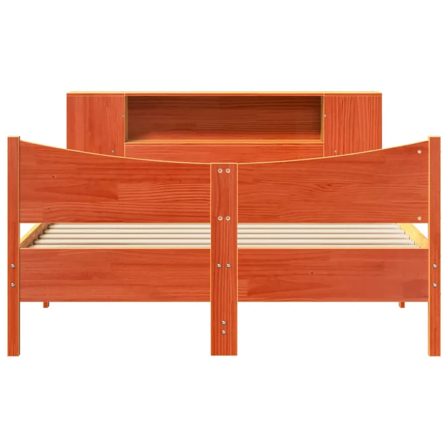 Cadre de lit sans matelas cire marron 140x190cm bois pin massif - 4