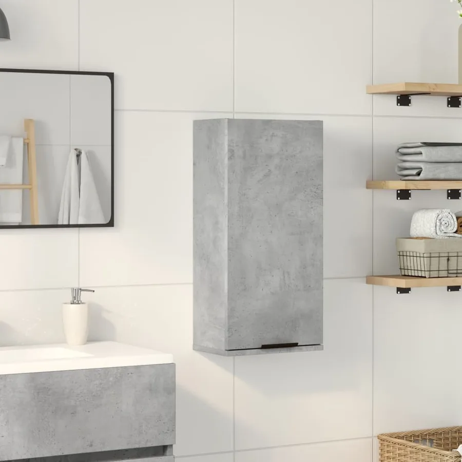 Armoire de salle de bain murale Gris béton 32x20x67 cm - 3