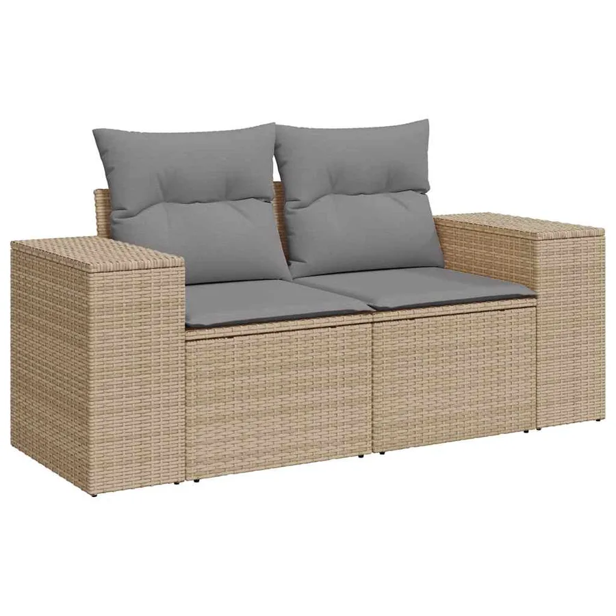 Salon de jardin avec coussins 8 pcs beige résine tressée - 4
