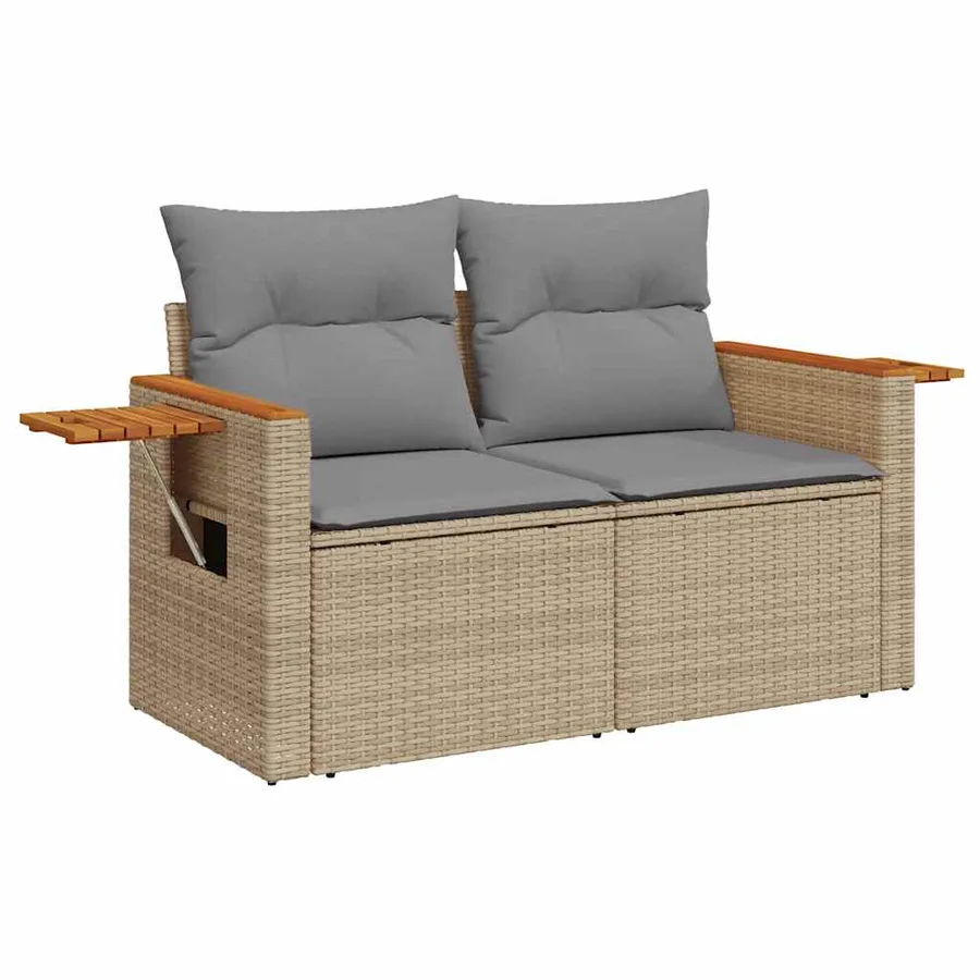 Salon de jardin avec coussins 8 pcs beige résine tressée - 4