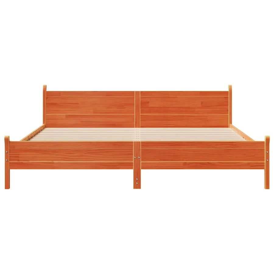 Cadre de lit sans matelas cire marron 200x200cm bois pin massif - 4
