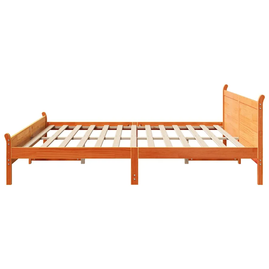 Cadre de lit sans matelas cire marron 200x200cm bois pin massif - 5