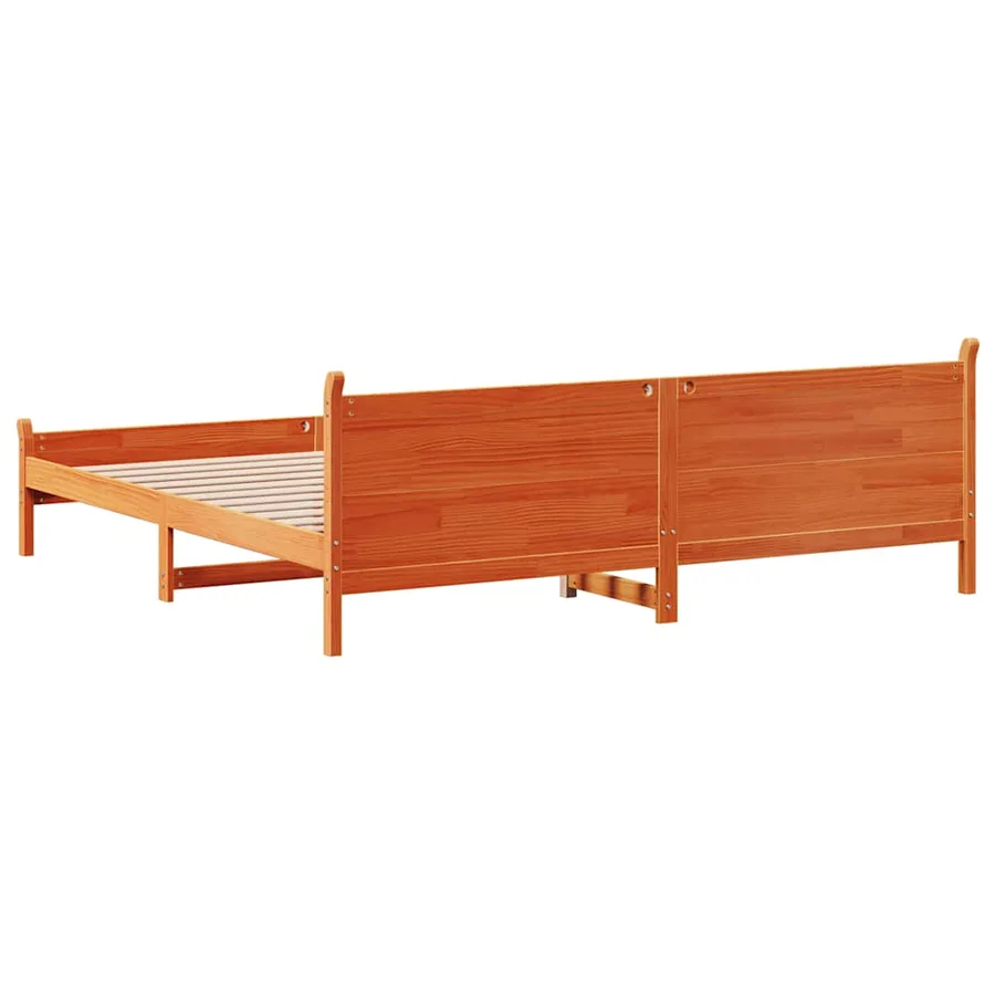 Cadre de lit sans matelas cire marron 200x200cm bois pin massif - 6