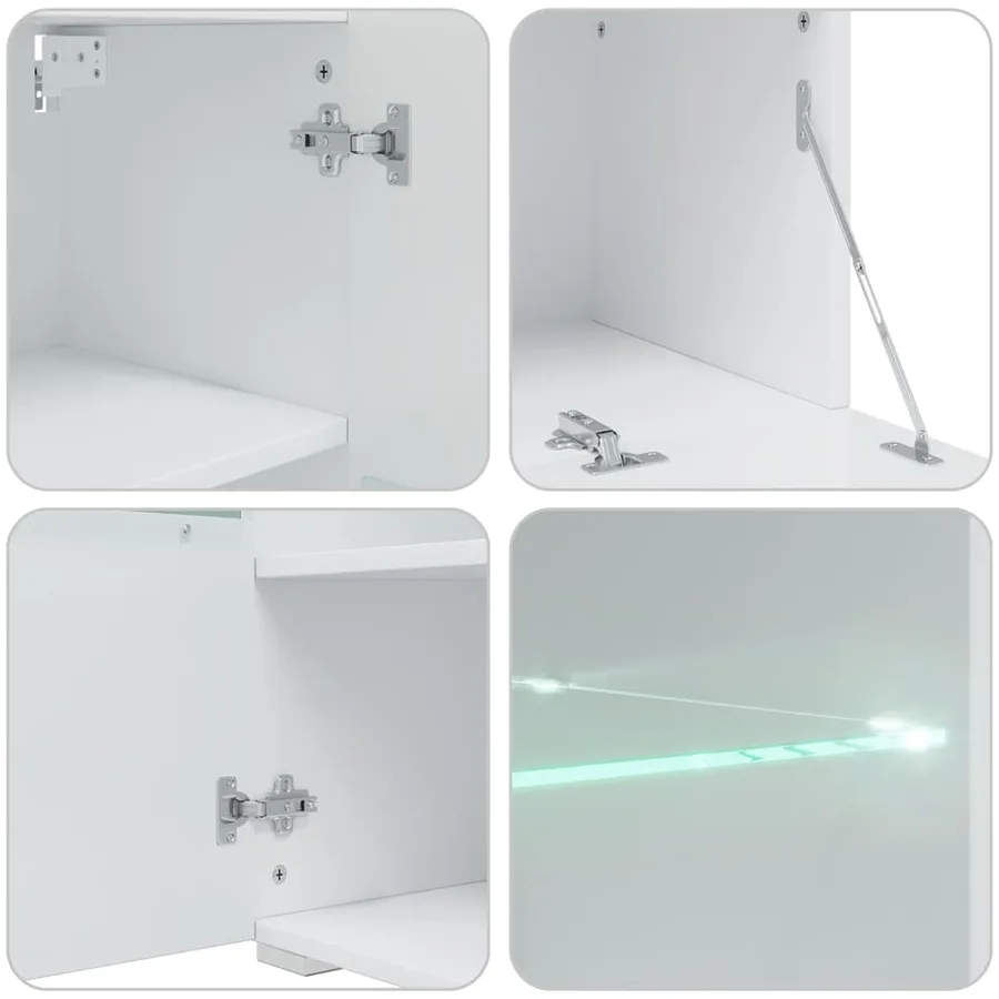 Meubles TV avec lumière LED 5 pcs gris pierre bois d'ingénierie - 12