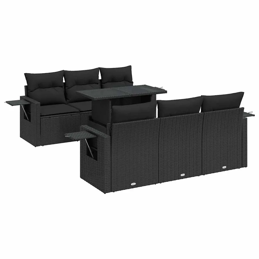 Salon de jardin 7 pcs avec coussins noir résine tressée 55 x 62 x 69 cm - 71,4 kg - 2
