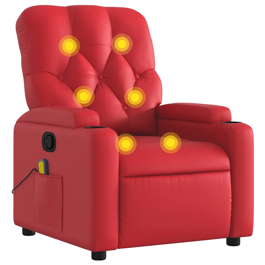 Fauteuil de massage inclinable rouge similicuir - 2