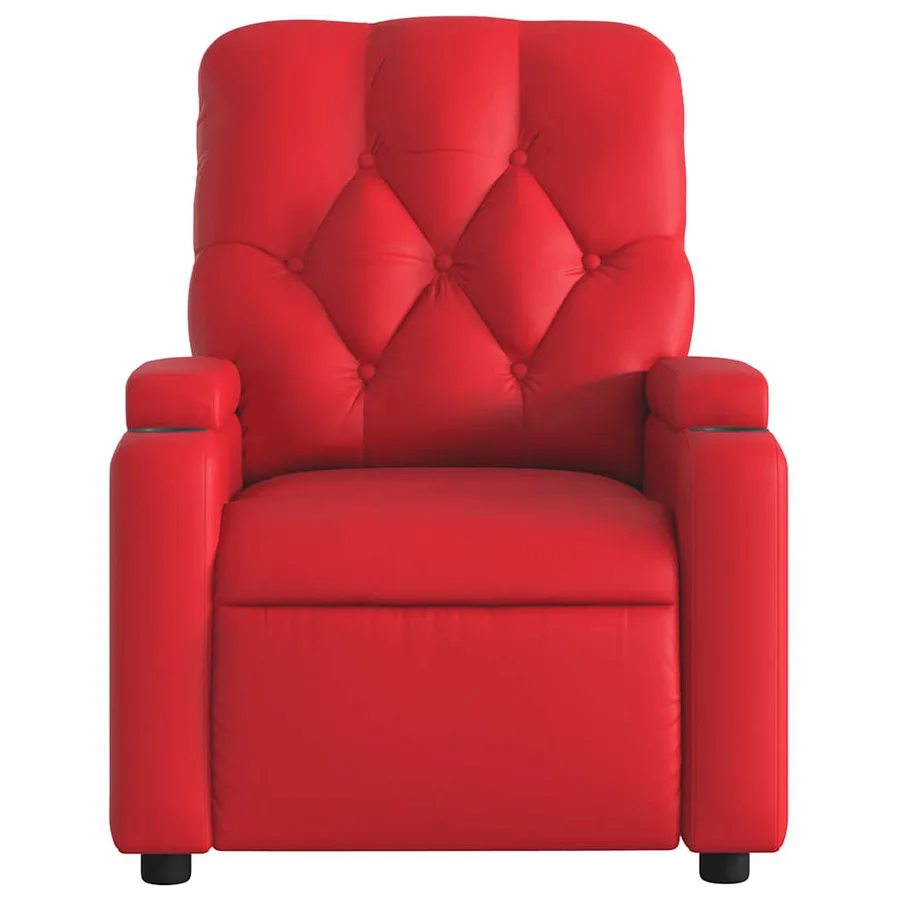 Fauteuil de massage inclinable rouge similicuir - 7