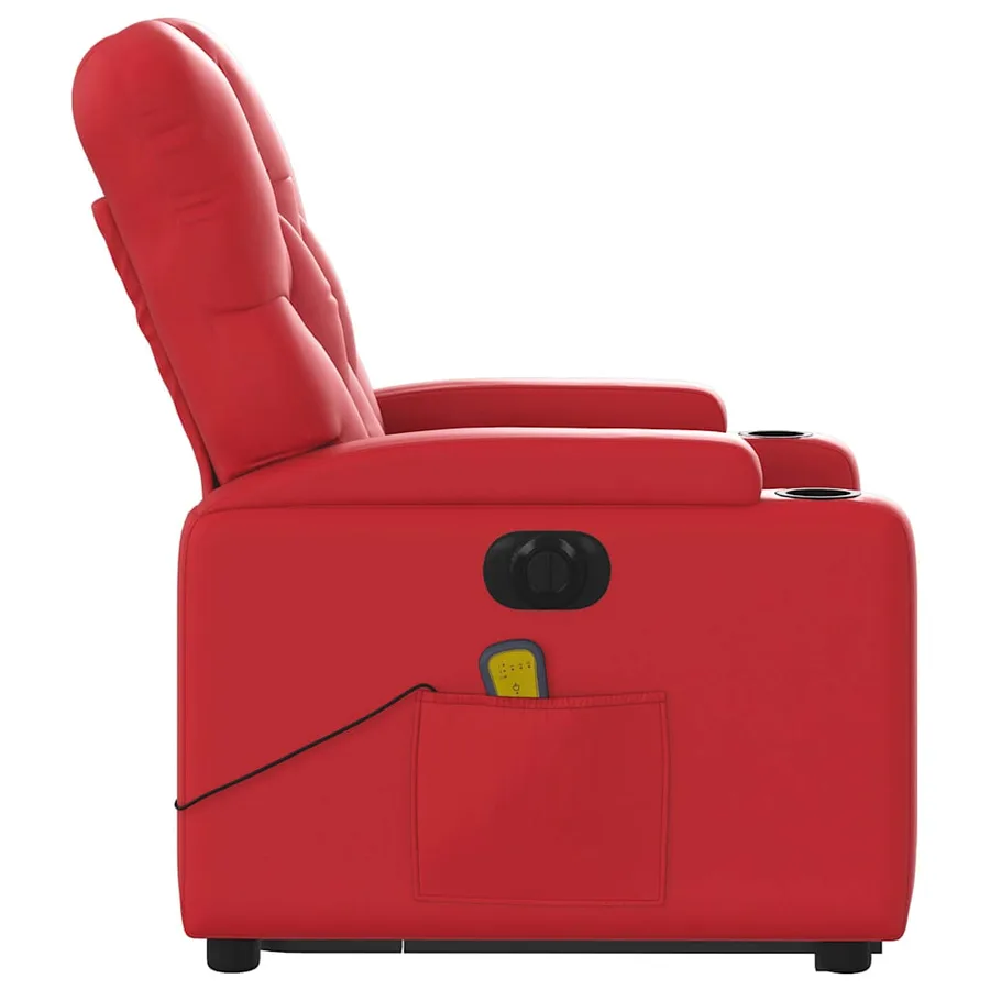 Fauteuil inclinable de massage électrique rouge similicuir - 10