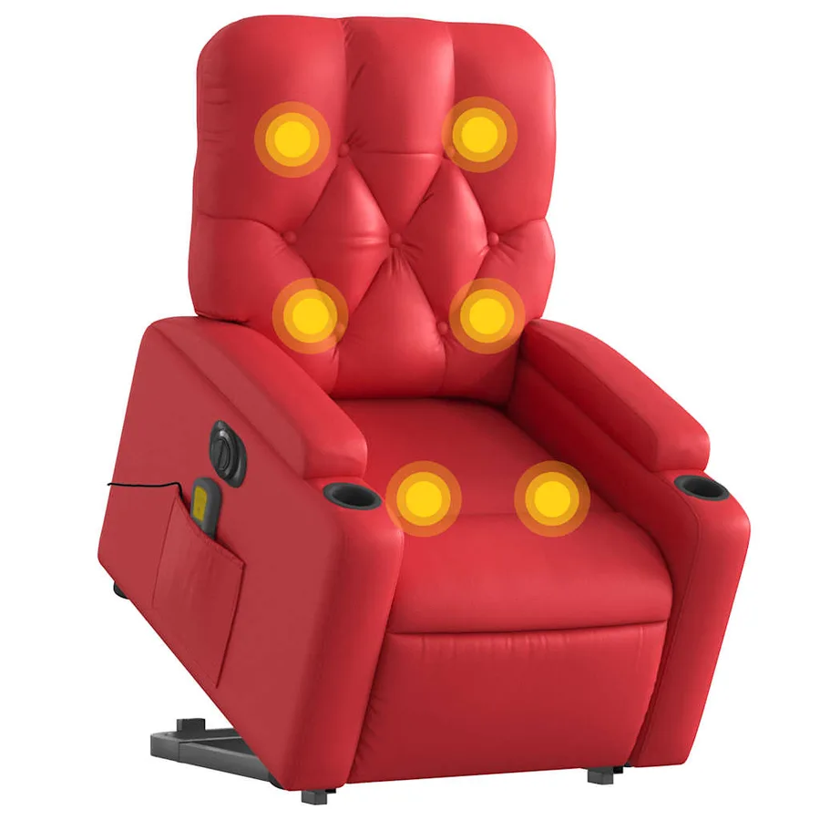 Fauteuil inclinable de massage électrique rouge similicuir - 3