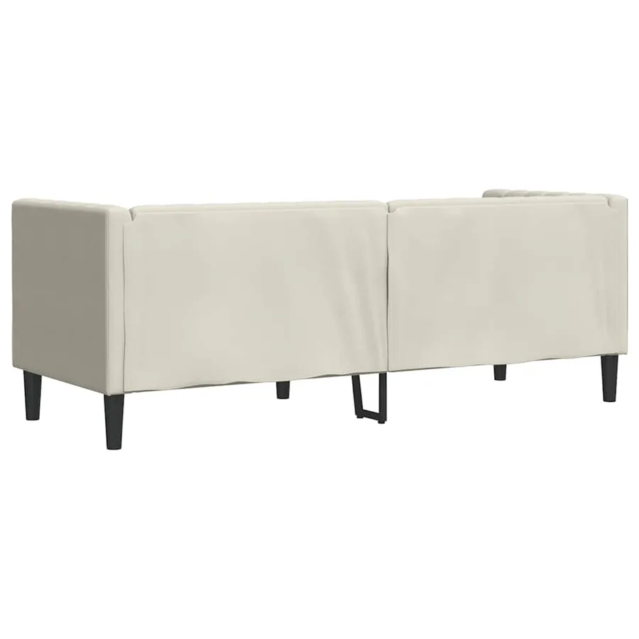 Canapé Chesterfield avec traversins 3 places crème velours - 6
