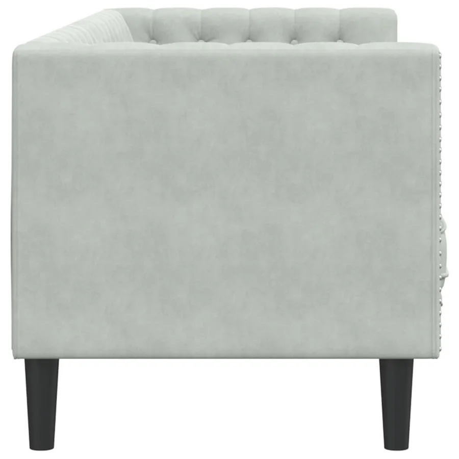 Canapé Chesterfield avec traversins 3 places gris clair velours - 5