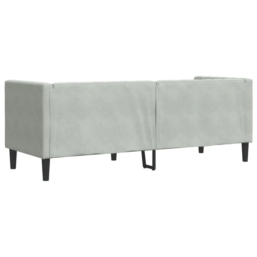Canapé Chesterfield avec traversins 3 places gris clair velours - 6