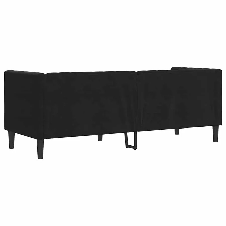 Canapé Chesterfield avec traversins 3 places noir velours - 6