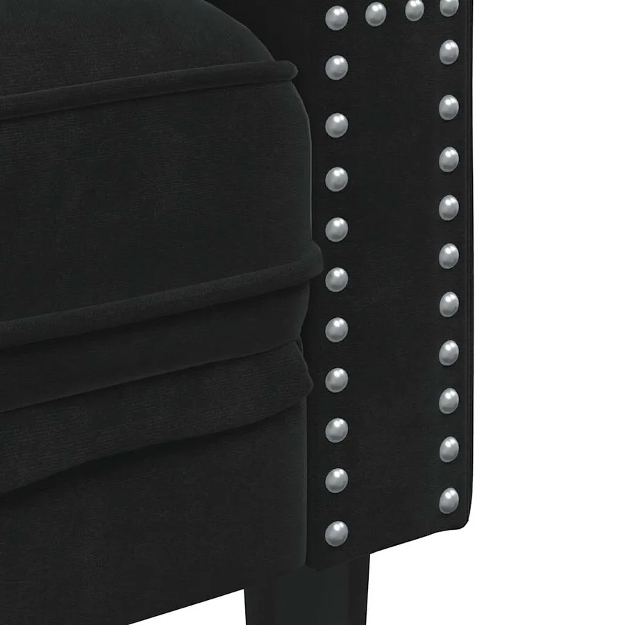 Canapé Chesterfield avec traversins 3 places noir velours - 7