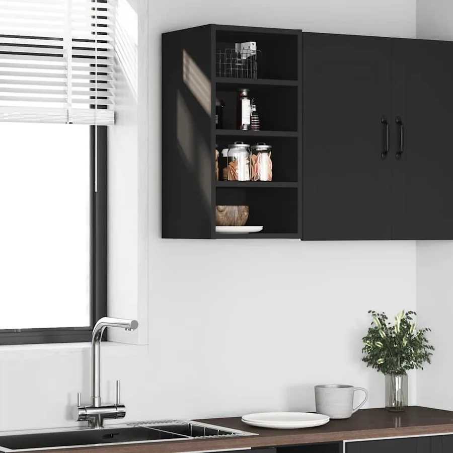Armoire suspendue "Riga" Noir 30 x 29,5 x 60 cm Bois d'ingénierie - 3