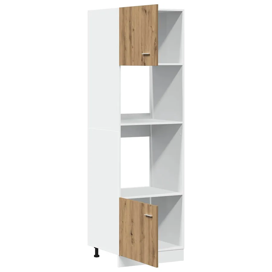 Meuble à micro-ondes "Lyon" Chêne artisanal 60 x 57 x 207 cm Bois d'ingénierie - 4