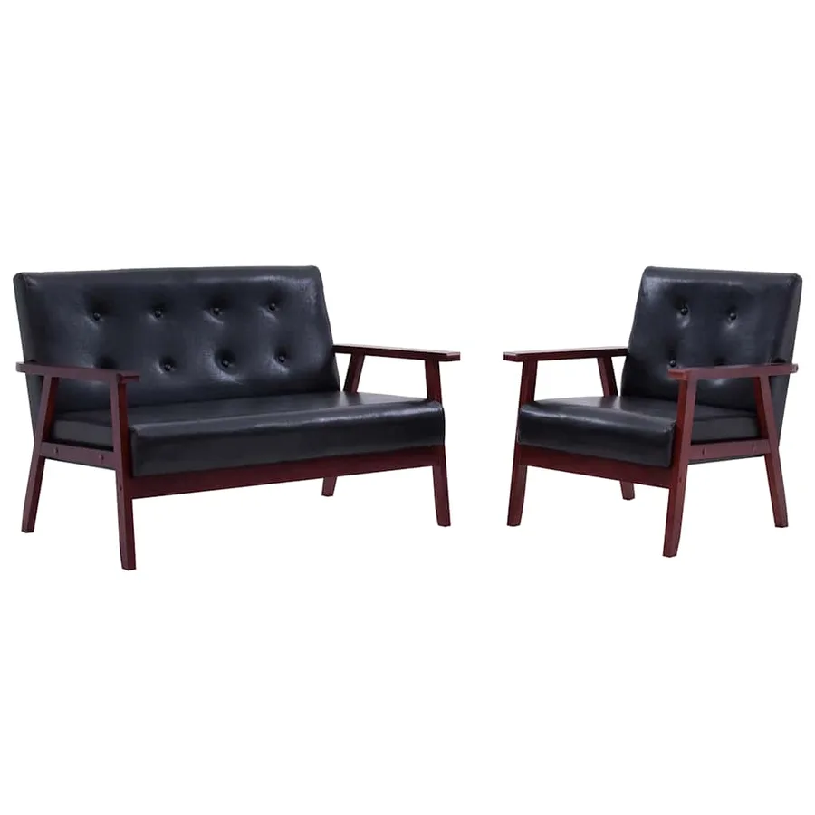 Ensemble de canapés 2 pcs noir similicuir - 2