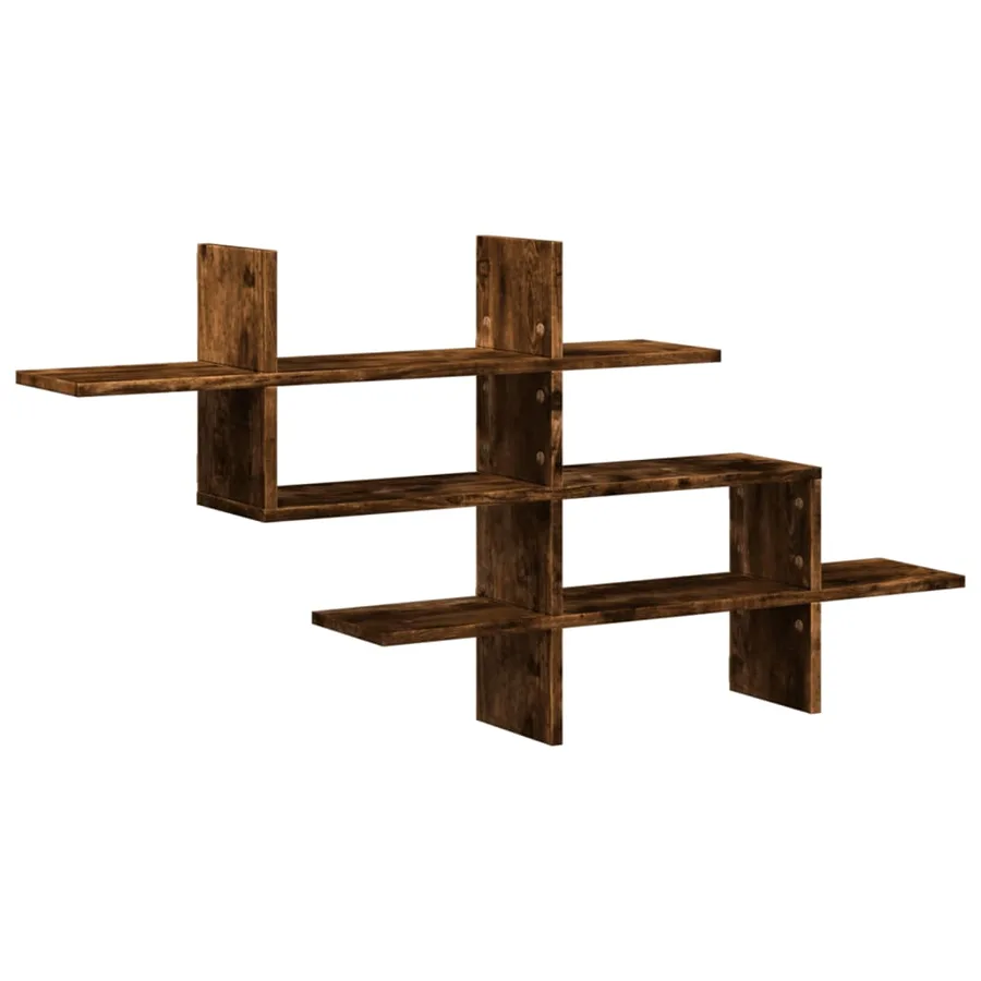 Étagère murale chêne fumé 124,5x18x60,5 cm bois d'ingénierie - 2