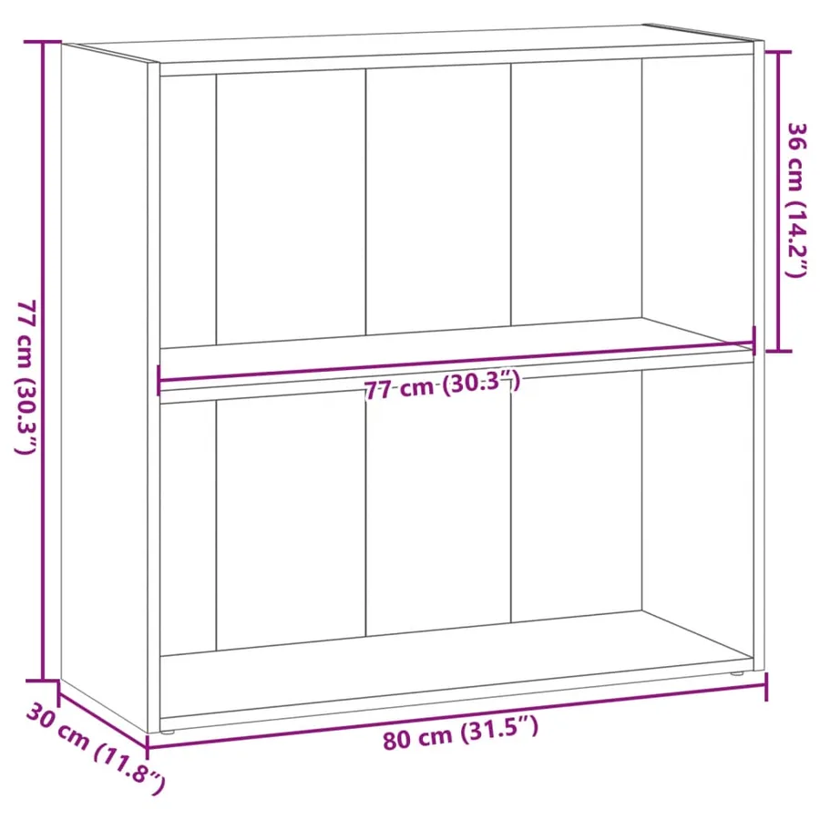 Bibliothèque chêne artisanal 80x30x77 cm bois d'ingénierie - 10