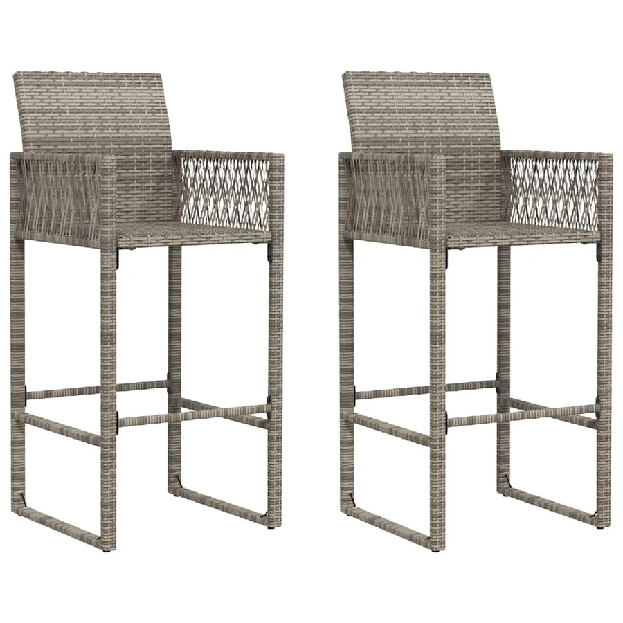 Ensemble de bar de jardin 3 pcs sans coussins gris poly rotin - 4