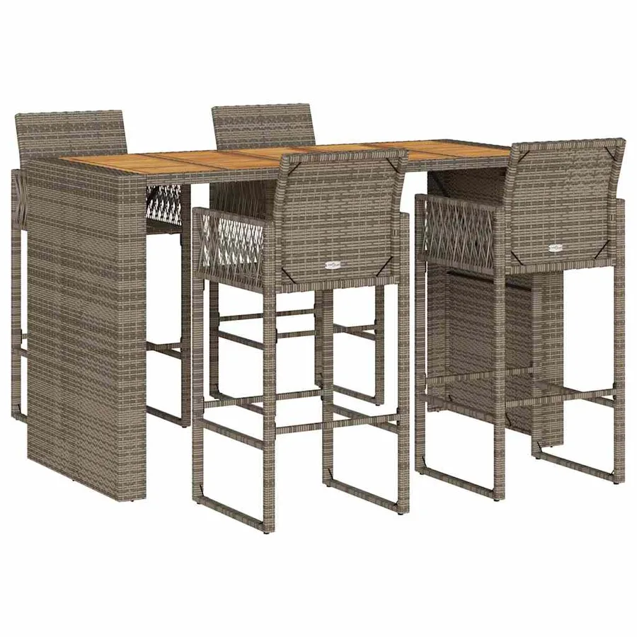 Ensemble de bar de jardin 5 pcs sans coussins gris poly rotin - 2