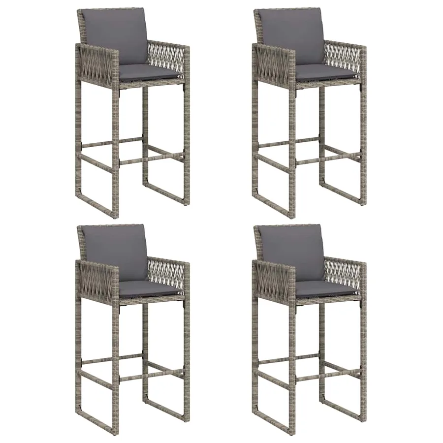 Ensemble de bar de jardin 5 pcs avec coussins gris poly rotin - 5