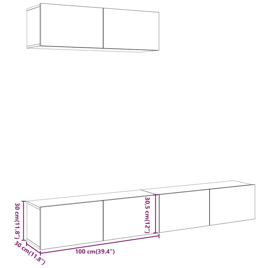 Meubles TV muraux 3 pcs chêne artisanal 100x30x30 cm - 7