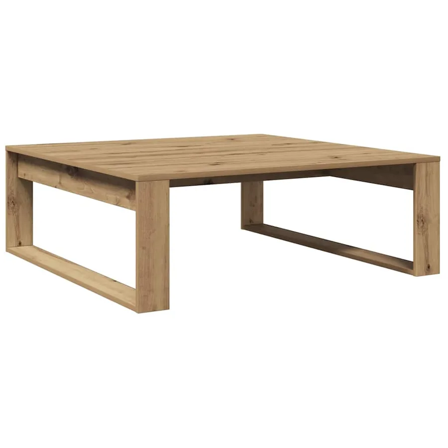 Table basse chêne artisanal 100x100x35 cm bois d'ingénierie - 2