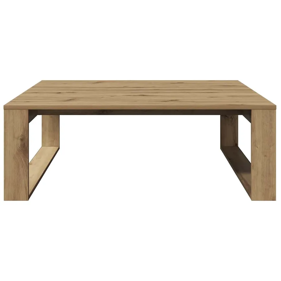Table basse chêne artisanal 100x100x35 cm bois d'ingénierie - 4