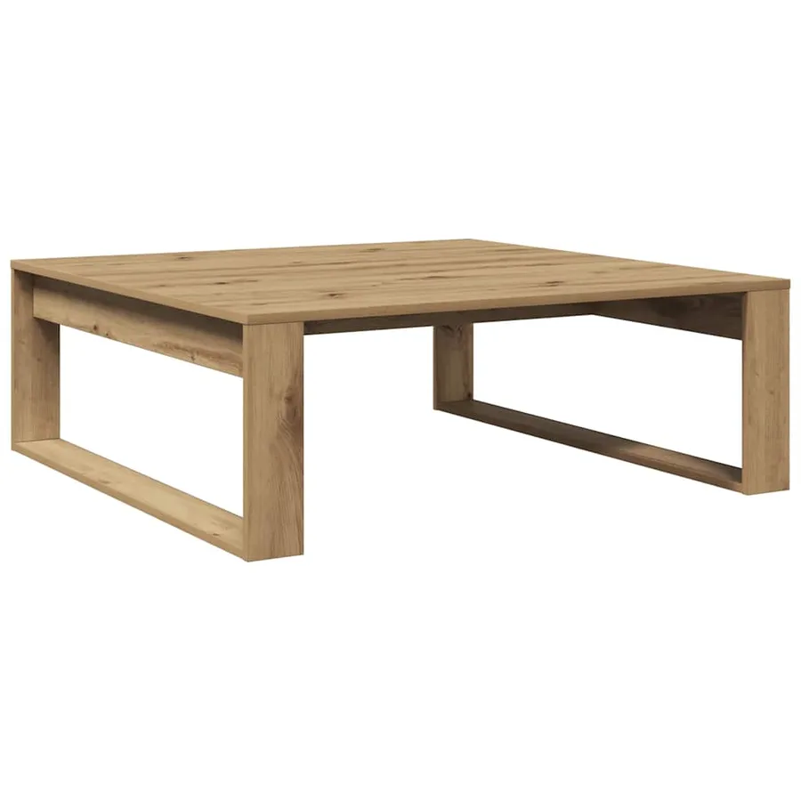 Table basse chêne artisanal 100x100x35 cm bois d'ingénierie - 5