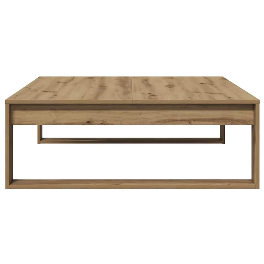 Table basse chêne artisanal 100x100x35 cm bois d'ingénierie - 6
